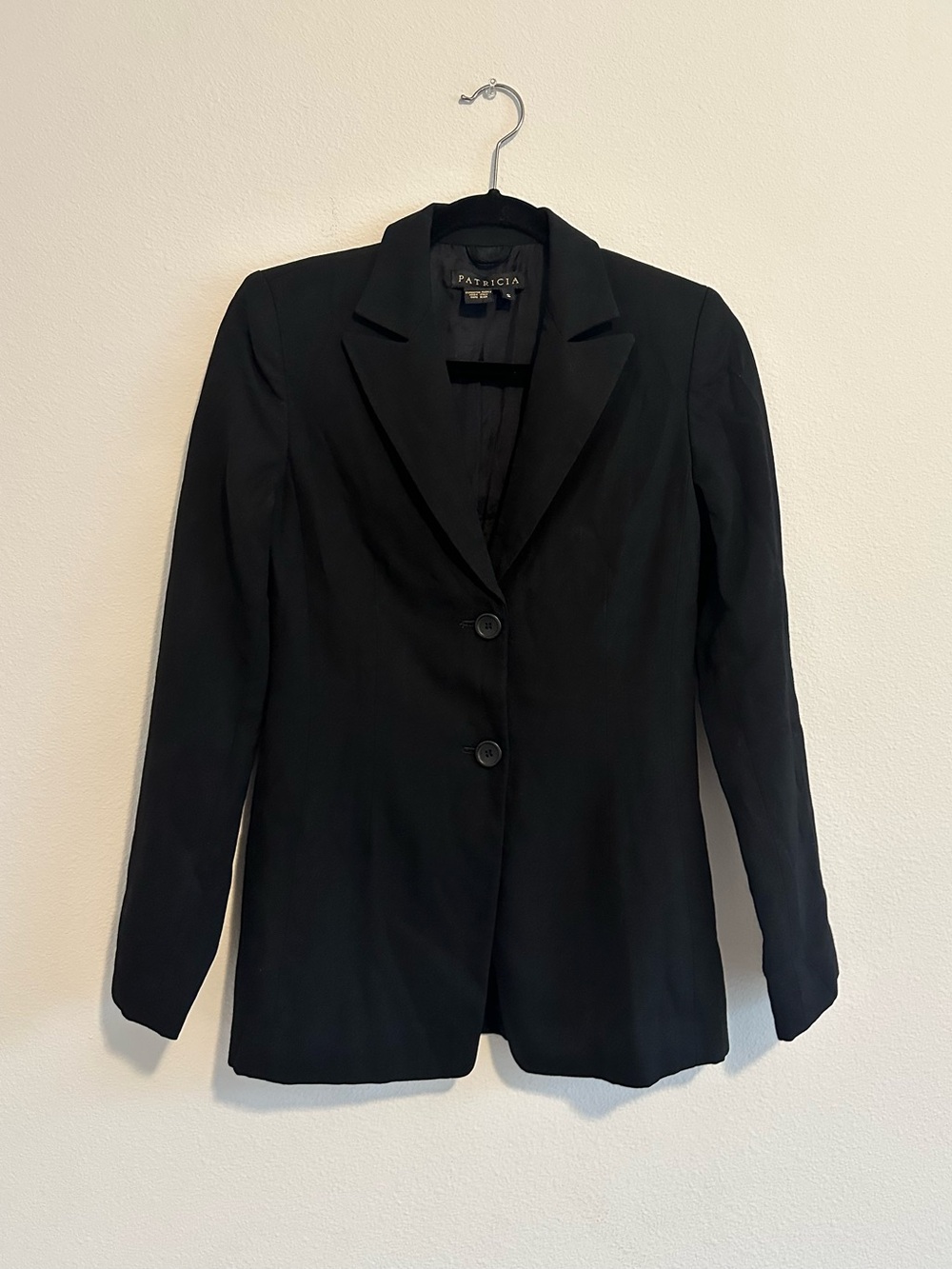 Vintage Patricia Women’s Black 100% Pure Wool Tailored Blazer Jacket Size S